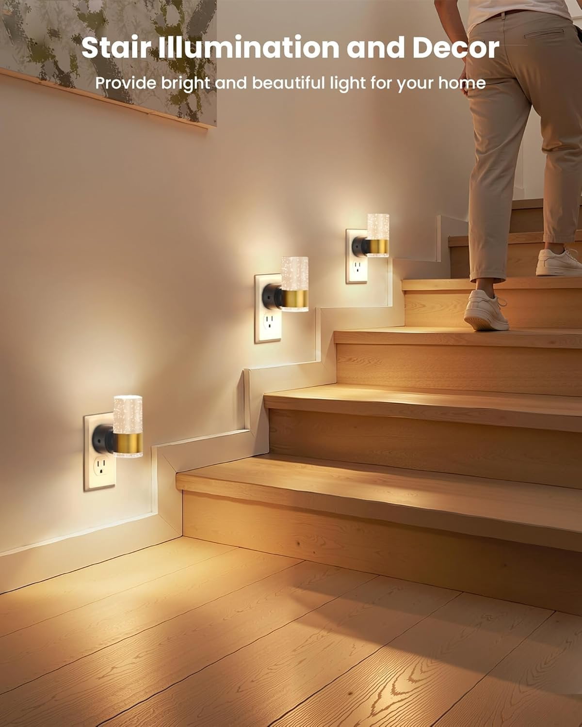 Night Lights Plug into Wall, Dimmable LED Night Light 3 CCT & 5 Brightness Levels,  Bubble Nightlight with Dusk to  Sensor for Hallway, Bathroom, Stair,   2 Pack