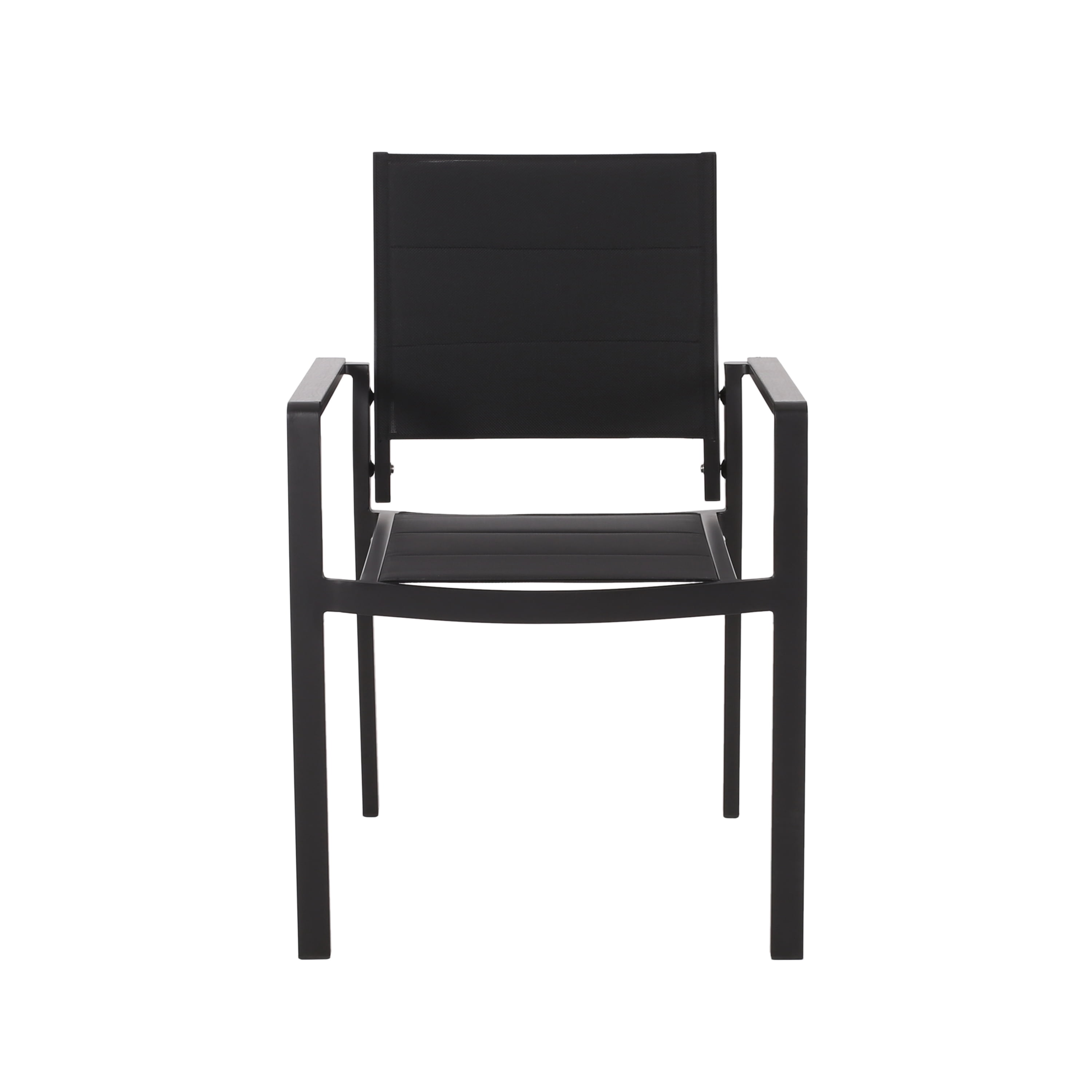 Outdoor Dining Chair Set of 2, Mesh Surface Aluminum Frame Seats for Patio Garden, Black