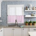 thumbnail image 6 of Half Window Curtain 36 Inches Long, Pink White Stripe Window Treatment Curtain Drapes, Modern Minimalist Geometric Striped Small Tier Curtains for Bathroom Over Sink, 27.5"x36", 2 Panels, 6 of 7