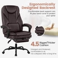 thumbnail image 5 of COOLHUT Executive Office Chair, Big and Tall Office Chair with Footrest Reclining Faux Leather Chair High Back Lumbar Support Ergonomic Office Chair with Padded Armrests, Coffee, 5 of 11