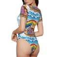 thumbnail image 3 of Balery Rainbow Animals on Noah's Ark Women's Short Sleevee Crew Neck Bodysuit Tops Short Sleeve Tops Basic-Small, 3 of 9