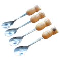 thumbnail image 1 of Miangastore 4pcs Stainless Steel Dessert Spoon Wooden Handle Coffee Ice Cream Spoon Flatware Random Style, 1 of 9