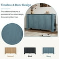 thumbnail image 4 of Retro 59'' Large Storage Cabinet 4-door Sideboard with Distressed Finish and Adjustable Shelves, Solid Wood Console Table Buffet Sideboard for Entryway Kitchen Dining Room Living Room, Navy, 4 of 9