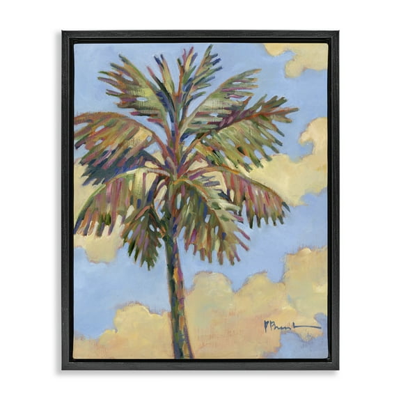 Stupell Industries Summer Santa Rosa Palm Landscape & Nature Painting Black Floater Framed Canvas Art Print Wall Art, 17 x 21