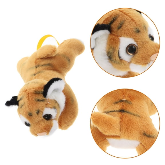 Hemoton  Shoulder Stand Tiger Mini Stuffed Animal Adorable Cartoon Shape Doll Travel