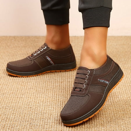 

WOXINDA Men Wedge Heel Soft Sole Sneakers Soft Sole Round Toe Breathable Running Western Shoes Fashion Men Running Shoes
