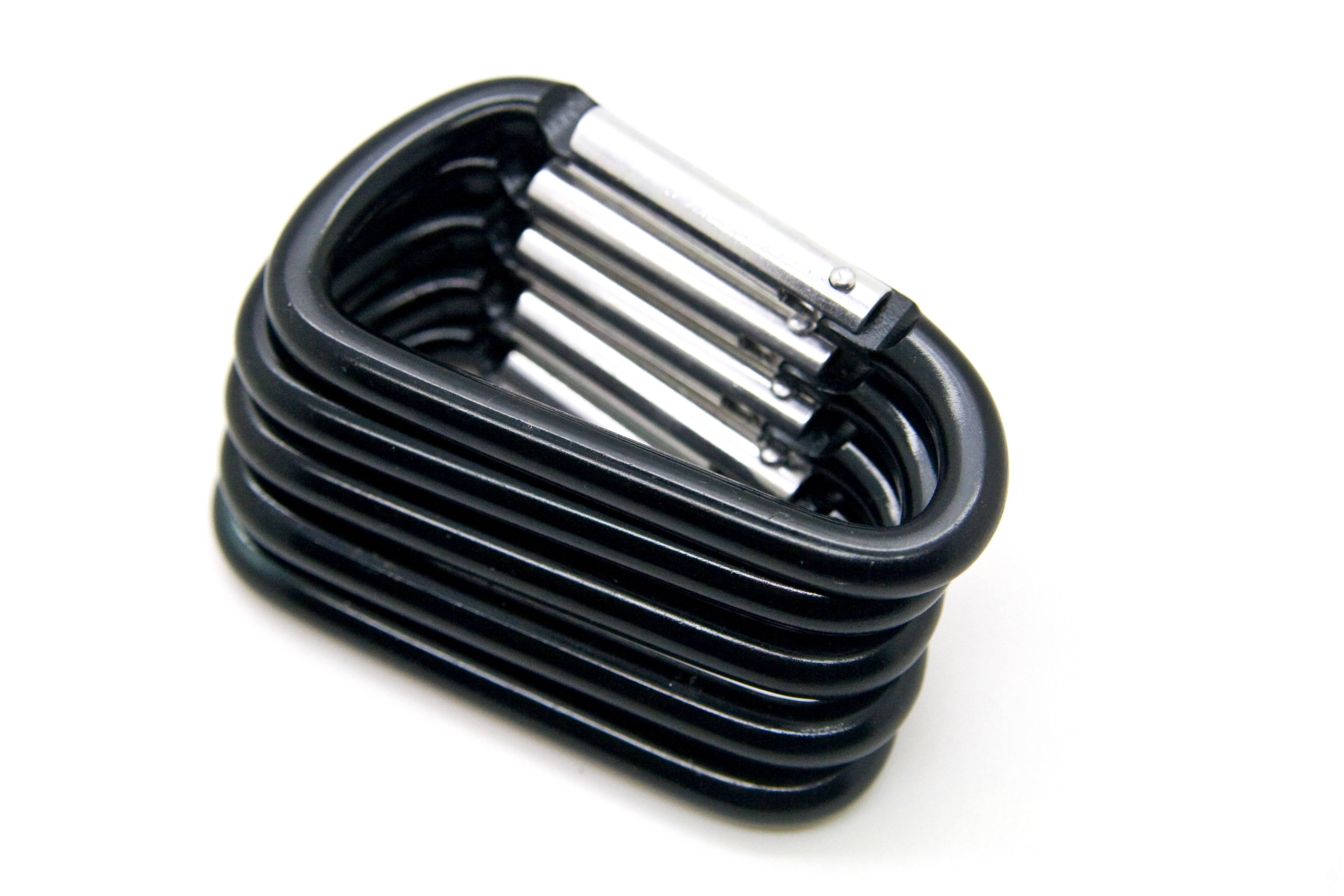 Pack 50 pcs - 3 inch Black Aluminum Carabiner D Shape Buckle Pack, Keychain Clip, Spring Snap Key Chain Clip Hook Buckle