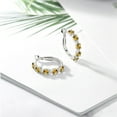 thumbnail image 4 of Gem Stone King 925 Sterling Silver Yellow Citrine and White Topaz Hoop Earrings for Women (2.88 Cttw, Round 4MM and 1.9MM, Gemstone Birthstone 1 inch Diameter), 4 of 4