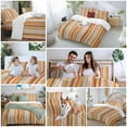 thumbnail image 5 of Orange Stripe Bedding Duvet Cover Set King Size 4 Pieces Yellow Gradient Geometric Abstract Bedding Set with Zipper Closure, 1 Comforter Cover 92x106 Inches 1 Flat Sheet & 2 Pillow Cases, 5 of 7