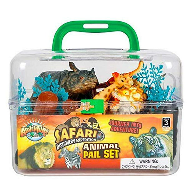 Adventure Planet Wild Animals Set with Carrying Case, 20-Piece 