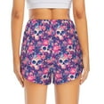 thumbnail image 2 of Lsque cool Skull flower colorful Printed Women's Running Shorts with Liner Pockets,Elastic Quick Dry Workout Athletic Gym Yoga Shorts,Womens High Waist Shorts-Medium, 2 of 9