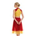 thumbnail image 2 of SiiRoh Womens Sleeveless Ballet Dancewear Ballroom Dance Leotard Dress Mock Neck Liturgical Praise Worship Dress Tunic Prom Dresses Red&Yellow L, 2 of 6