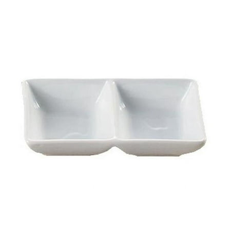 

2 x 2 oz Porcelain Wells Two Divided Tray Super White - 5.5 x 2.75 x 1.375 in. - Pack of 36