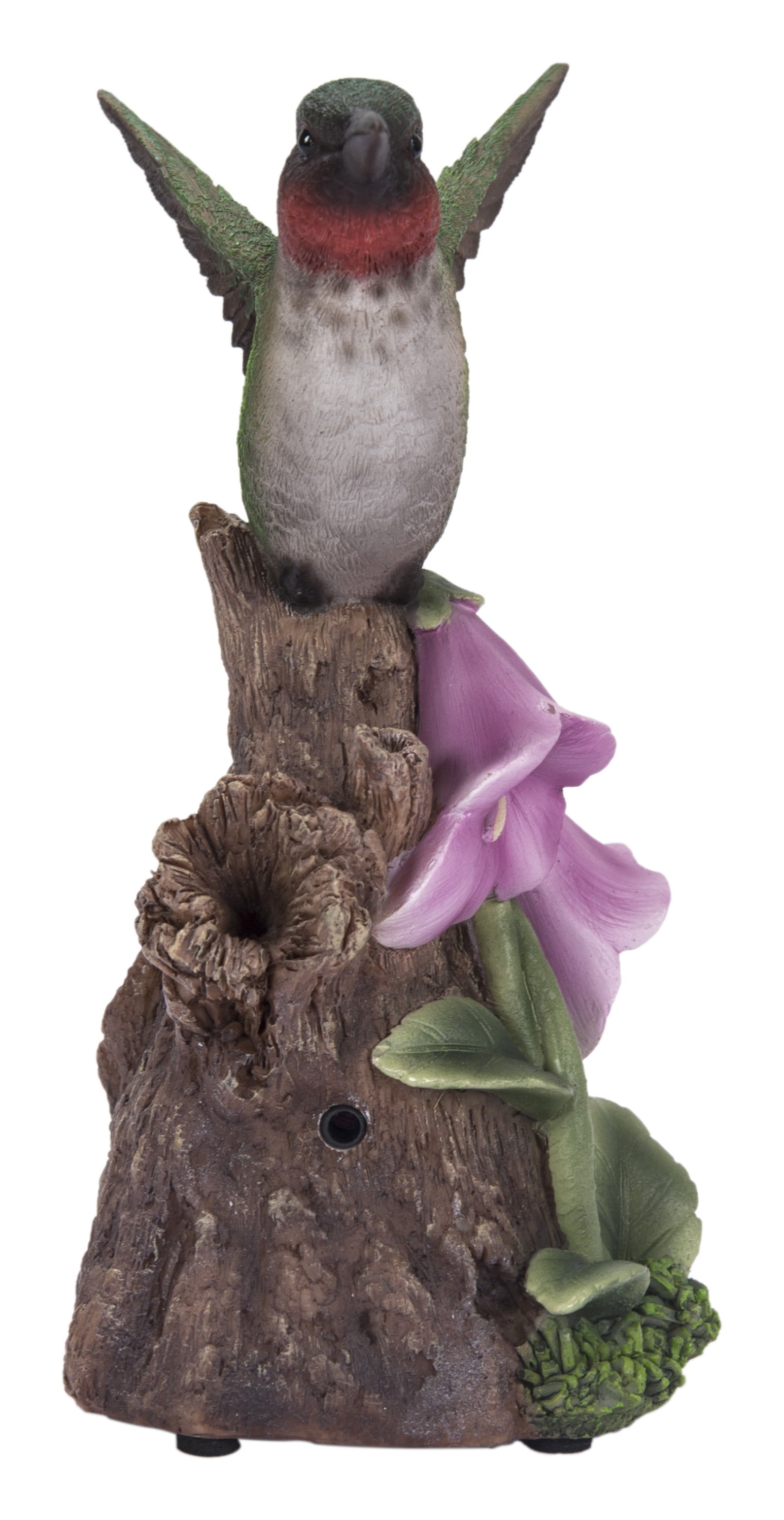 Hi-Line Gift Motion-Activated Singing Hummingbird on Foxglove, Polyresin - Multicolour