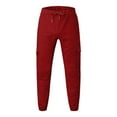 thumbnail image 3 of MIXUE Mens Cargo Pants Solid Color Leggings Trousers Tooling Pocket Casual Sweatpants for Men Streetwear,Red,M, 3 of 4
