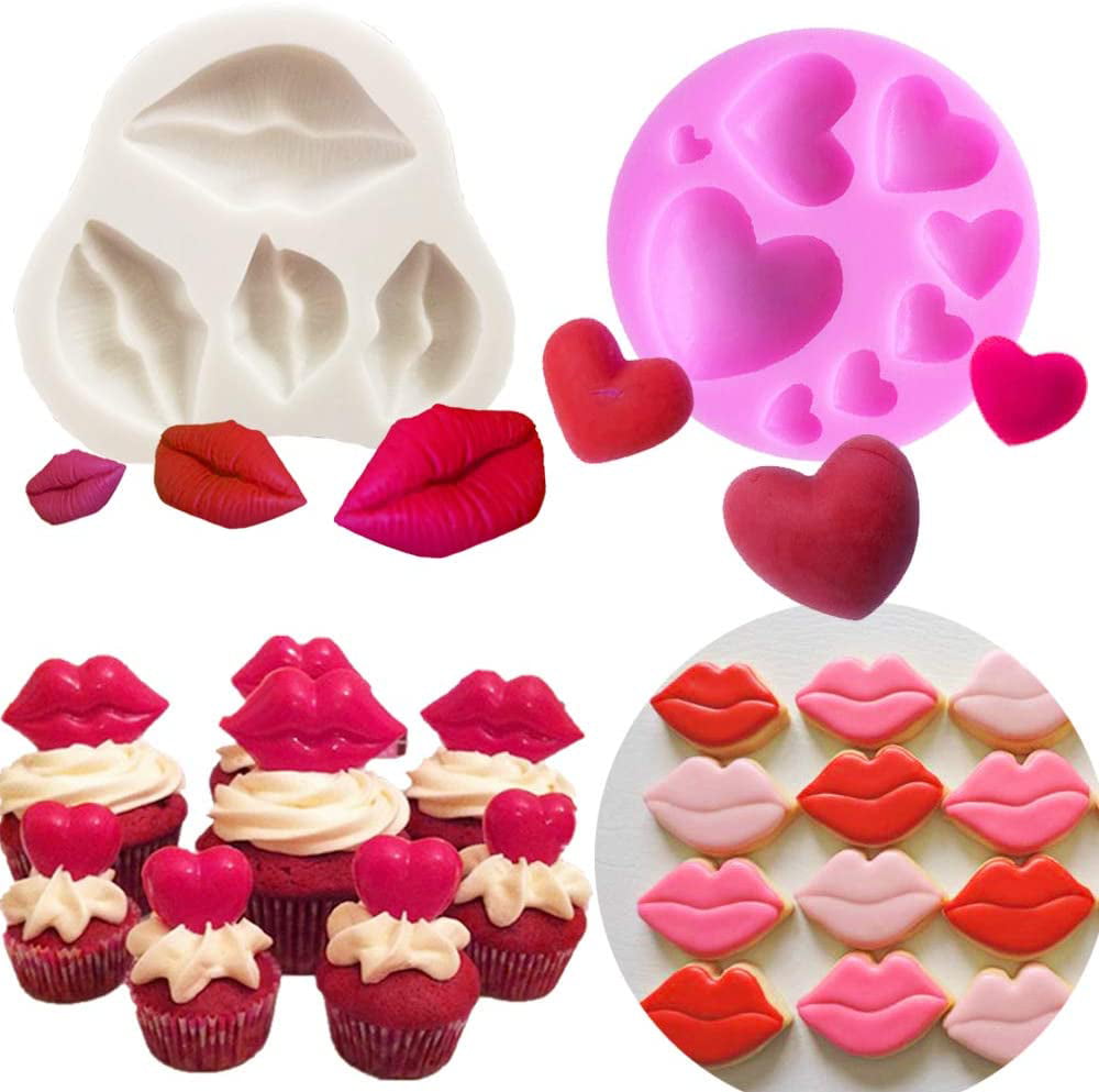 RED SUGAR HEART CUPCAKE TOPPERS for Cake Decoration 