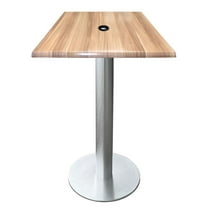 Indoor/Outdoor 42" Tall OD219 Brushed Aluminum Table Base with 18" Diameter Foot and 30" x 30" Square Indoor/Outdoor Natural Top with Umbrella Hole