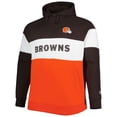 thumbnail image 2 of Men's New Era Brown/Orange Cleveland Browns Big & Tall Current Team Colorblock Fleece Raglan Pullover Hoodie, 2 of 3