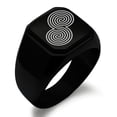 thumbnail image 1 of Stainless Steel Celtic Double Spiral Epona Engraved Square Flat Top Biker Style Polished Signet Ring, 1 of 1