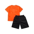 thumbnail image 2 of inlzdz Kids Boys Quick Dry Soccer Jersey Short Sleeve Shirt and Shorts Set Football Active Outfit Set Orange 110, 2 of 7