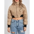 thumbnail image 2 of KelaJuan Women Cropped Puffy Jacket Solid Color Warm Down Jacket Zipper Cardigan for Winter Outwear Streetwear, 2 of 6