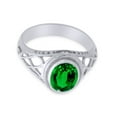 thumbnail image 3 of AFFY Celtic Lady's Simulated Emerald Ring In 14K White Gold Plated 925 Sterling Silver Jewelry for Ladies, Ring Size 11.5, 3 of 4
