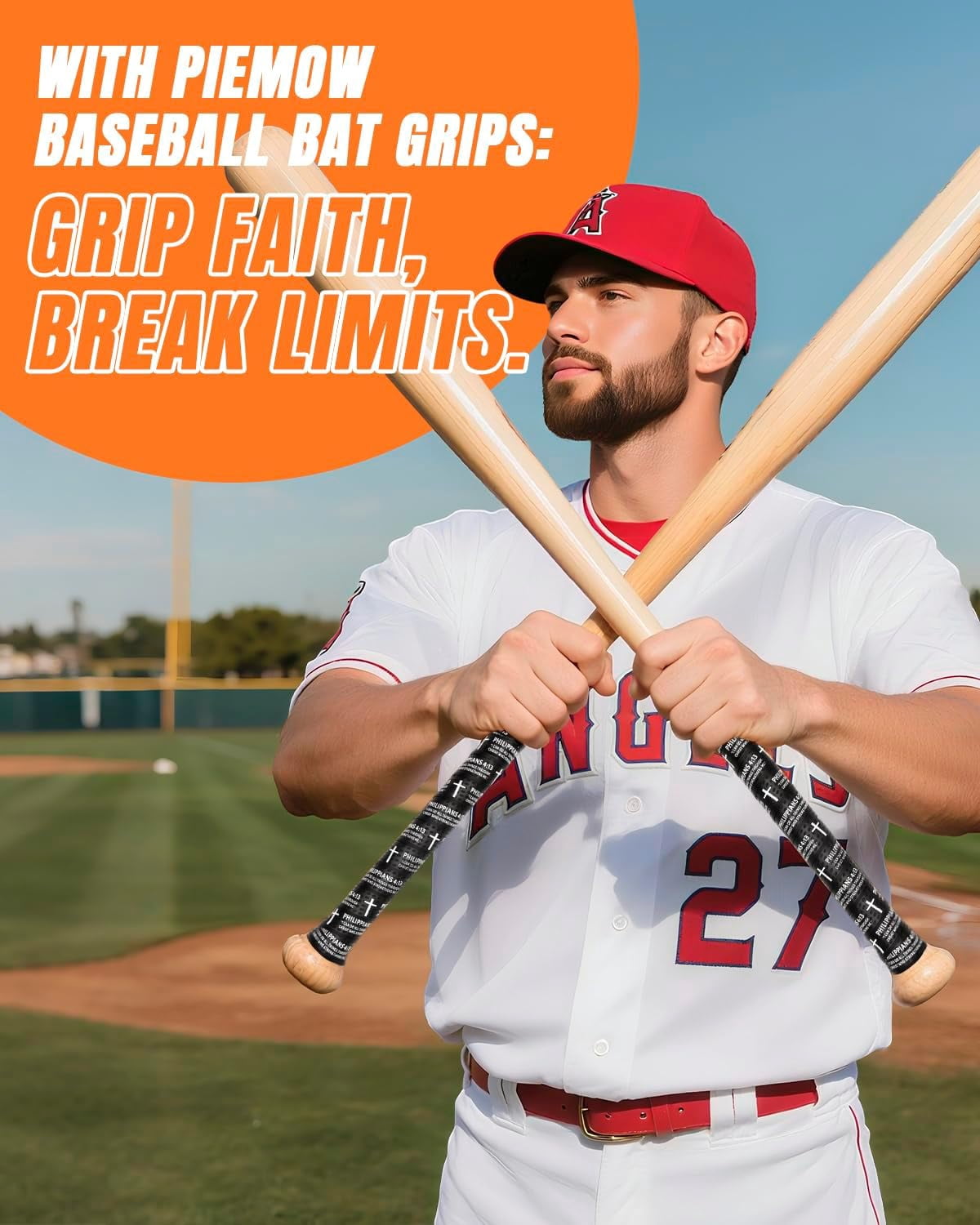 HomeJoy  Baseball Bat Grip Tapes, Faith Cross Bat Grip Tape, 1.5mm Precut and Full Adhesive Baseball Wrist Tape, Scripture Designs Non-Slip Religious Baseball Grip Tapes for Sports