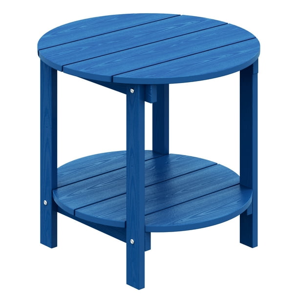 DWVO Round Adirondack Side Table, Outdoor Small Coffee Table, Weather