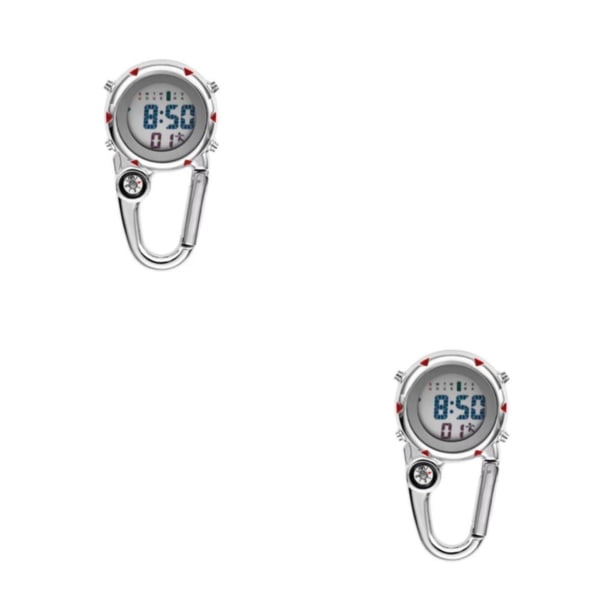 Methold Mosquetón digital Clip Relojes Gancho Reloj Electrónico Luminoso Reloj Hombres Brújulas Semana Montañismo Relojes Regalo Rojo 2Conjunto