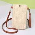 thumbnail image 5 of Bolsa De Paja Bolso De Paja Mini bandolera de paja de verano para mujer, cartera tejida para teléfono (beige con hebilla), 5 of 5