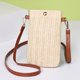 thumbnail image 5 of Bolsa De Paja Bolso De Paja Mini bandolera de paja de verano para mujer, cartera tejida para teléfono (beige con hebilla), 5 of 5