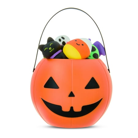 Squish Animal Party Favors in Jack-o’-Lantern Treat Pail, Multicolor, 18 Count, Halloween by Way To Celebrate