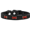 thumbnail image 2 of Mirage Pet Products Leather Bone Dog Collar, Black, S, 2 of 3