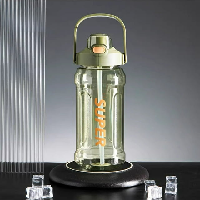 Botella de agua deportiva de gran capacidad para acampar y hacer senderismo, resistente al calor, para fitness, taza de plástico para café frío, botella de agua extragrande, taza portátil, taza de plá