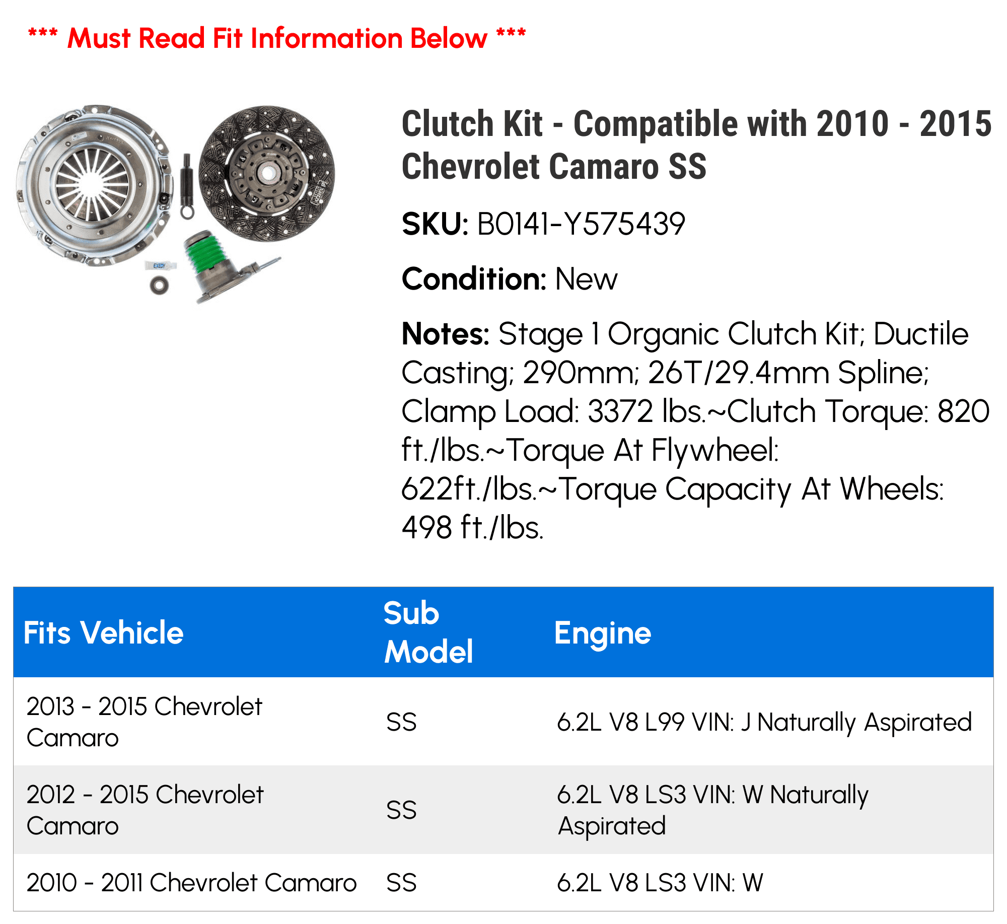 1965-1978 Corvette Clutch Kit 11" 10 Spline 350 & 427 W/O HD | Corvette - Foto 3