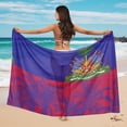 thumbnail image 4 of Yuyamidu Beach Sarong Wraps for Women Haiti Flag Chiffon Beach Pareos Sarong Sheer Swimsuit Cover Ups Swimwear Hawaii Style Summer Bathing Suit, 4 of 7