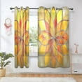 thumbnail image 6 of Sheer Curtains 2 Panels Set Grommet Drapes Window Treatments Light Filtering for Bedroom Living Room W42 x L63 Yellow Red Floral Stained Glass, 6 of 7