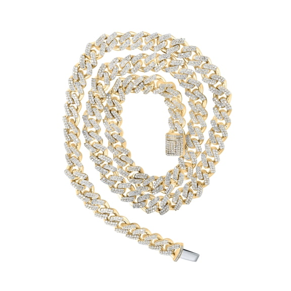 10kt Yellow Gold 7 1/2ctw Diamond Cn (8mm) Cuban Mens Chain (20 Inch)
