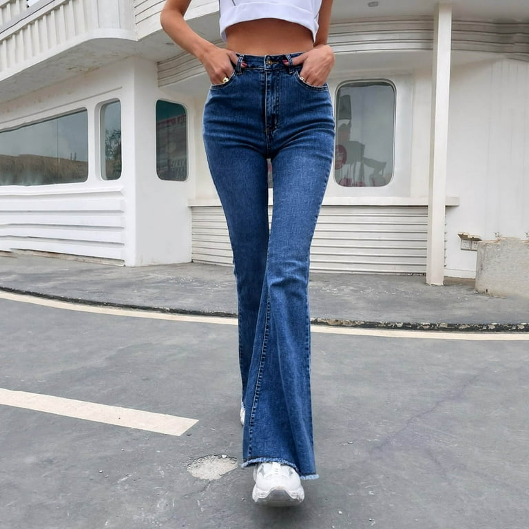 Durtebeua Bell Bottom Jeans For Juniors Stretch Wide Leg Bell Bottoms Slim  Jeans Trousers Casual Denim Pants