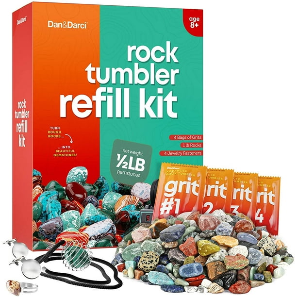 Dan&Darci Mega Rock Tumbler Refill Kit 9 Varieties of Gems 0.5 lb