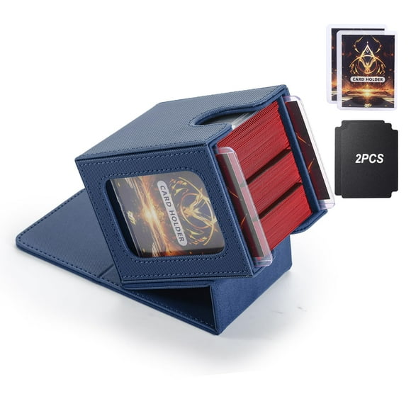 Vitrina doble MTG Deck Box Stepane de piel sintética azul