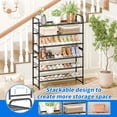 thumbnail image 3 of SUFAUY 3-Tier 33" Wide Shoes Rack Stackable, Metal Mesh, Black, 3 of 8