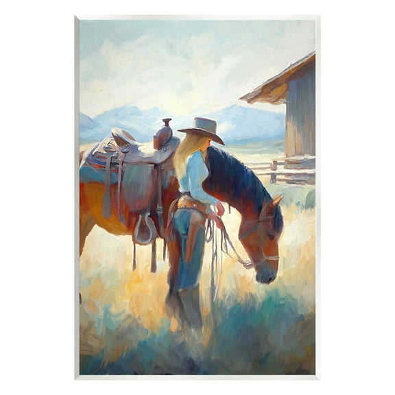 Stupell Industries Equestrian Girl & Horse Animals & Insects Painting Unframed Art Print Wall Art, 10 x 15