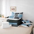 thumbnail image 6 of Feelyou Adult Chic Plaid Twin Bedding Sets 7-Piece, Fashion Artwork Buffalo Bedding Comforter Set, Blue Grey Abstract Ombre Reversible Sheet Sets, Breathable Home Decor, 6 of 8