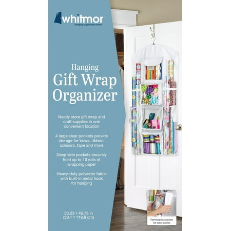 Whitmor Hanging Gift Wrap Storage Organizer - Clear Polyester - 23.25" x 46.75"