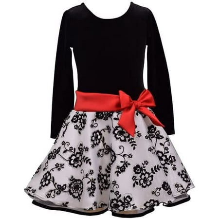 

Bonnie Jean Christmas Holiday Velvet Drop Waist Dress Girls 2T-16