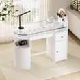 thumbnail image 6 of Advwin Manicure Table with Tempered Glass Top, Storage Drawers & Cabinet, Professional Acetone Resistant Nail Tech Desk for Beauty Salon or Home, White, 6 of 9