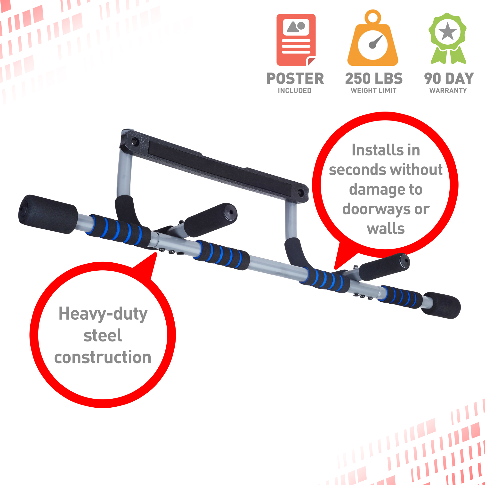 Pure Fitness Multi-Purpose Doorway Pull-Up Bar, 250lb Weight Limit - image 2 of 5
