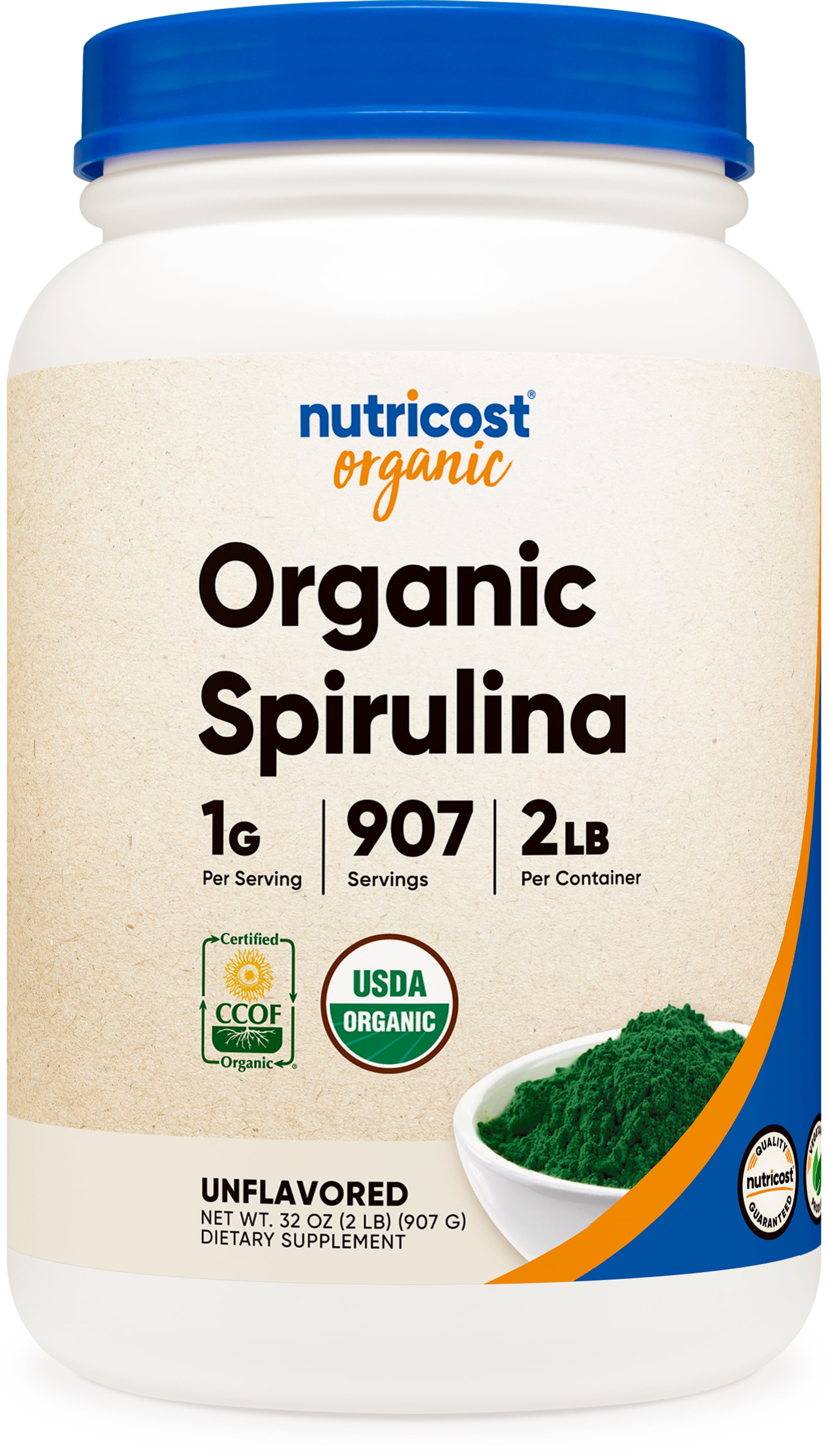 Nutricost Organic Spirulina Supplement Powder 2 Pounds, 1g Per Serving