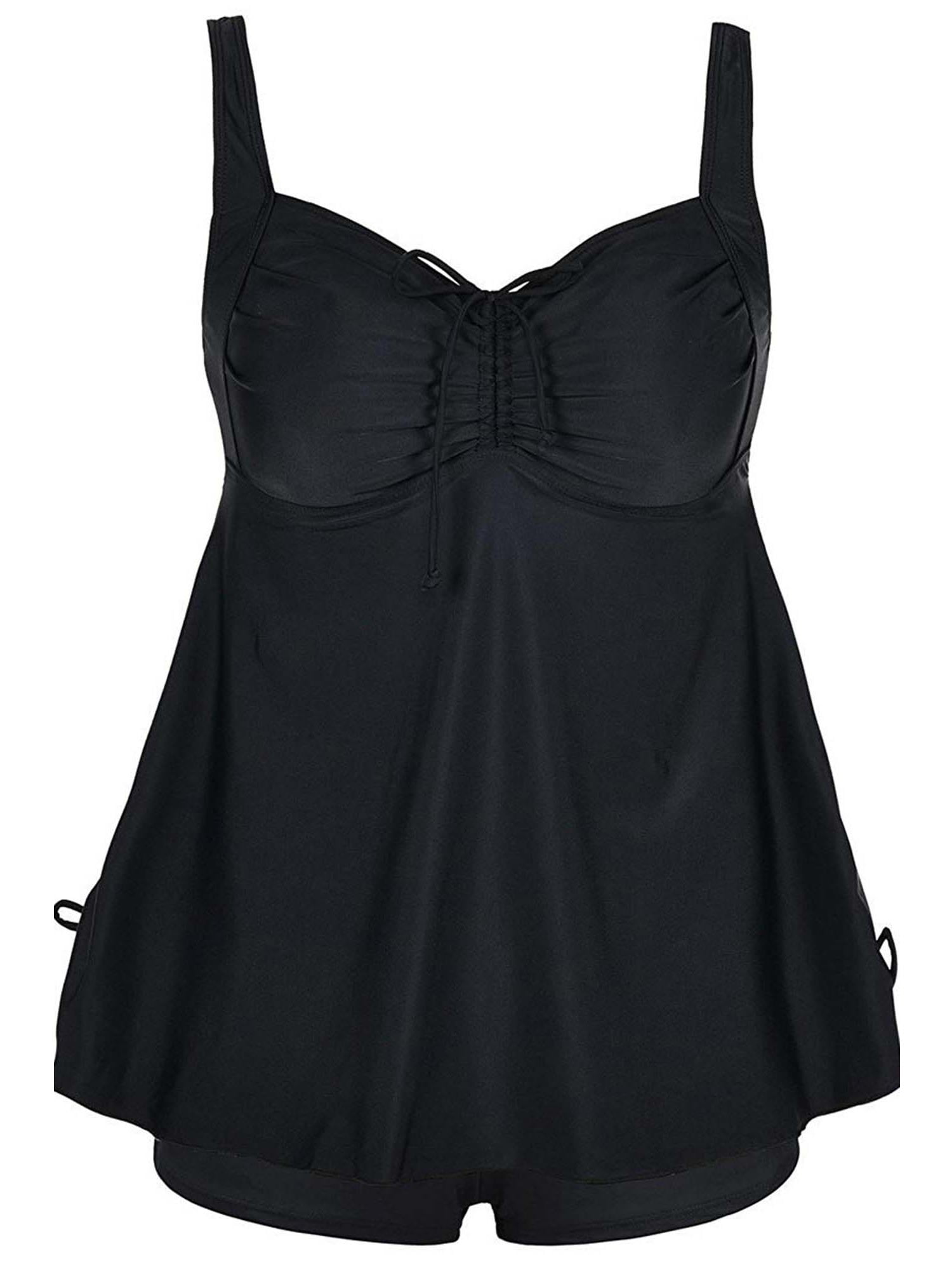Angelique Women's Plus Size Tie Back Fashion Cinch Swimsuit Tankini Set ...